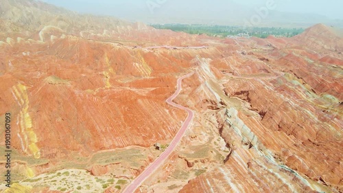 Wallpaper Mural Zhangye Danxia Colorful Rock Formations Geological Wonder 4K Aerial Drone Footage Torontodigital.ca