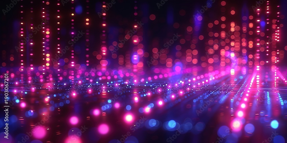 Obraz premium Vibrant Digital Light Show with Colorful Glowing Dots