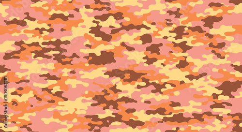 Abstract camouflage pattern with shades of orange and pink