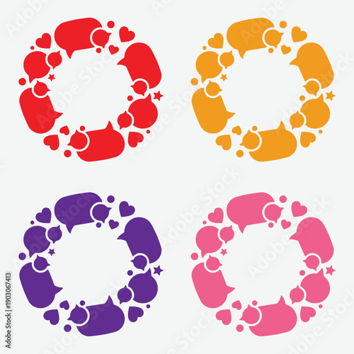 World Compliment Day Colorful Chat Bubble Heart Circle – Kind Words Communication Concept