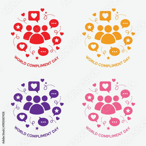 World Compliment Day Social Media Icons Set