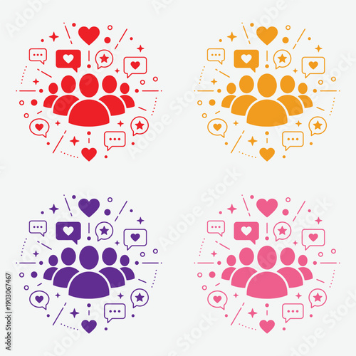 Social Connection and Compliment Day Icons Set Design