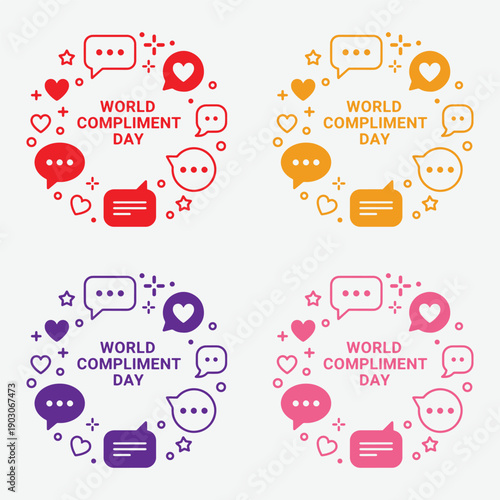 World Compliment Day Communication Icon Set Vector Design
