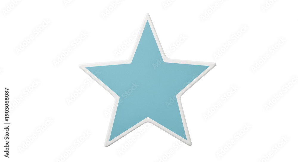 Obraz premium Light blue star PNG isolated on transparent background, simple five-pointed star shape for graphic design and decoration use