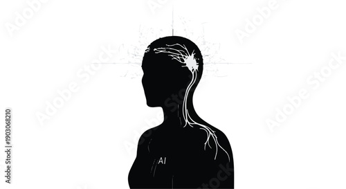 Abstract silhouette of a human head with glowing neural pathways symbolizing thought and connection