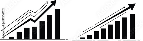 Business Growth Bar Charts with Rising Arrows Illustration
