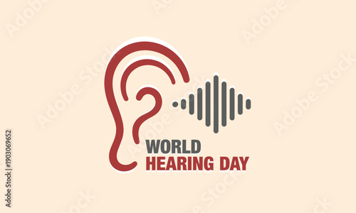 World Hearing Day Awareness Logo with Ear and Sound Waves