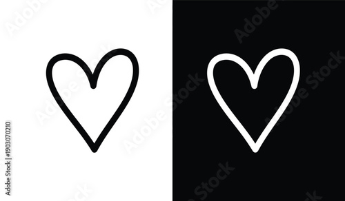 Black and white heart shapes and black backgrounds for design elements