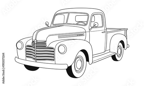 Vintage glass swing top bottle line art illustration isolated on white.Vintage retro European sedan car line art illustration in a minimalist style.