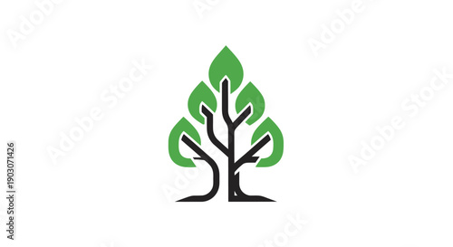 Stylized tree logo on white background design for environmental concepts