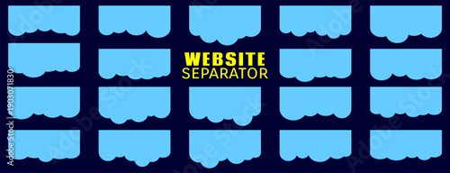 Graphic separator for website layout, bold wave shape divider, modern website header with strong shape and expressive separator.