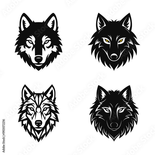 Wolf head werewolf halloween monster logo black silhouette