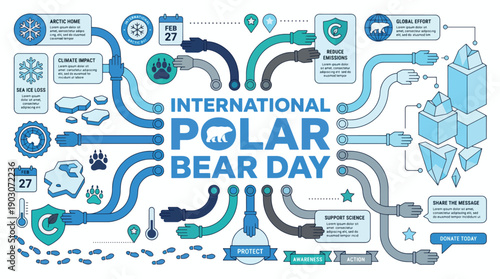 Polar bear day infographic concept Vector