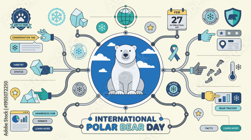Polar bear infographic for international polar bear day Vector
