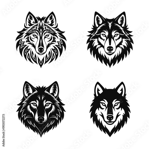 Collection of Stylized Wolf Head Emblems