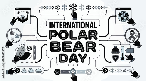 Polar bear international polar bear day conservation awareness illustration Vector