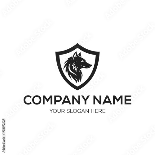 Wolf shield vector design art illustration