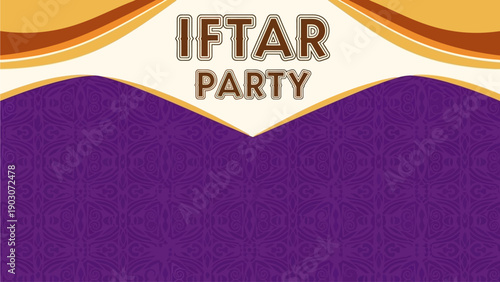 Celebratory Iftar Party Invitation with Text and Decorative Elements