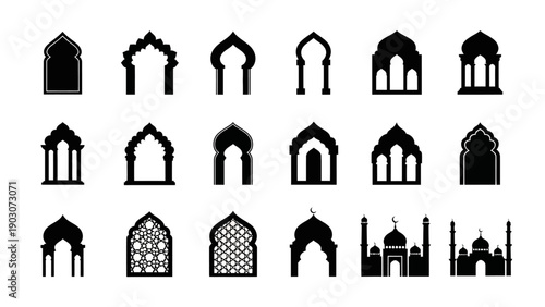 Collection of Architectural Doorway Silhouettes in Various Styles and Designs