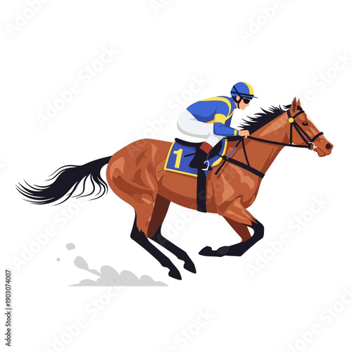 Horse Racing Jockey and Horse Galloping Fast, Championship Competition