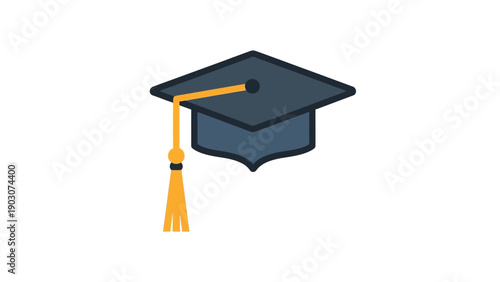 Mortarboard Graduation Cap Flat Icon. University, Education, and Academic Achievement Symbol.