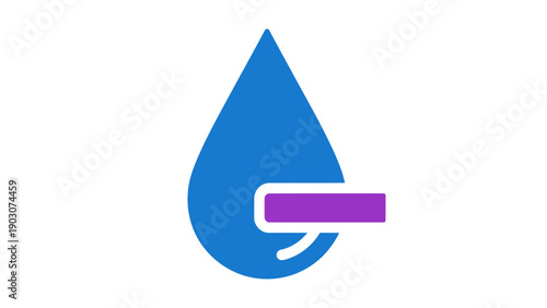 Water Drop Minus Icon. Blue liquid reduction symbol or low volume level sign. Simple UI/UX graphic element isolated on white.