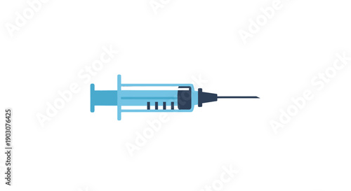 A medical hypodermic syringe with a sharp needle isolated on a white background for healthcare vaccination treatment or drug injection in a hospital