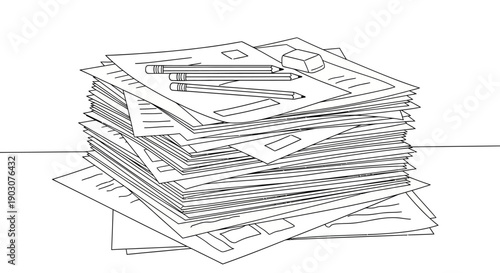 An organized pile of old newspapers, magazines, and books creates a tall stack of print media and data representing the intersection of business news, education, and global communication