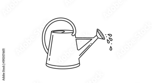 An isolated illustration of a metal green watering can garden tool on a white background container object for gardening equipment
