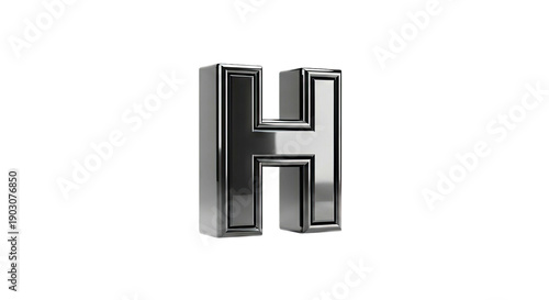 3D Render of a Metallic Letter H