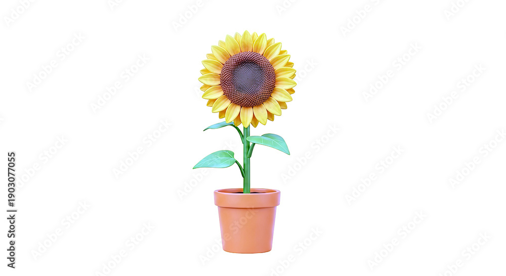Obraz premium 3D Rendered Sunflower in a Pot