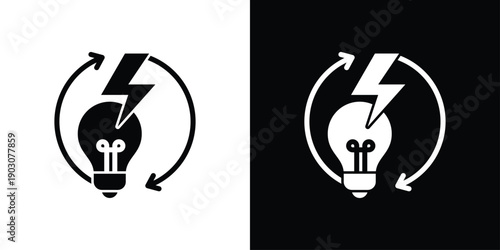 Backup Power Icon Sheet Black And White