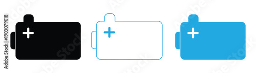  batteries with plus signs facing each other in battery. Fully Charged Battery Icon Vector Image. 
