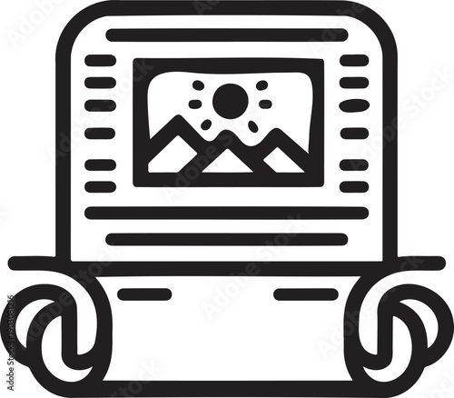 Newspaper icon, news article symbol, press media illustration, journalism graphic