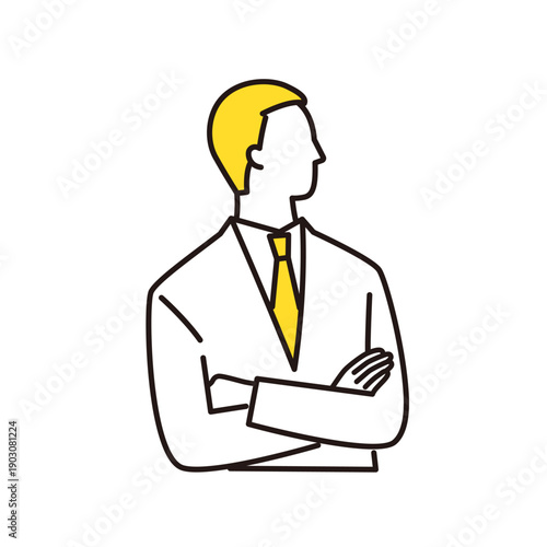 困る管理職の男性　線画イラスト