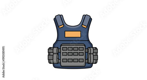 Tactical Bulletproof Vest Illustration for Security and Protection Concepts in Cartoon Style