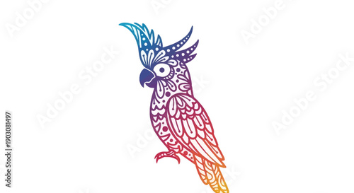 Vibrant gradient patterned cockatoo illustration a beautiful artistic design of a tropical bird