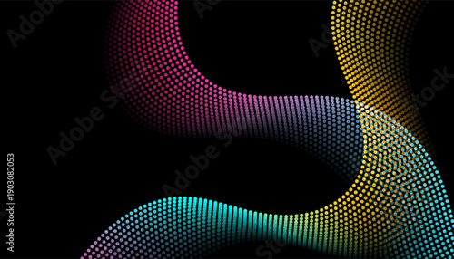 Colorful minimal dotted wavy lines abstract background