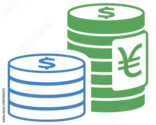 Money and Currency Icons Representing Financial Wealth, Investment, and Global Exchange with Symbolism in Digital Design