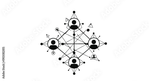 Abstract network of interconnected people symbolizing connection and teamwork