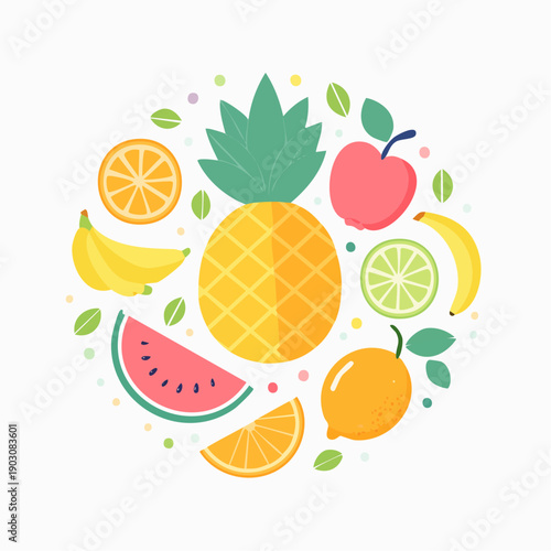 Colorful assortment of fresh fruits and healthy eating