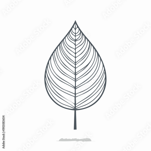 Stylized Leaf Illustration with Subtle Shadow Effect for Nature or Botanical Designs