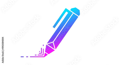 Stylized geometric pen drawing a creative dotted line with vibrant gradient colors