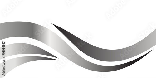 Flowing silver waves and swooshes with golden gradient for a luxurious border or footer on a certificate, banner