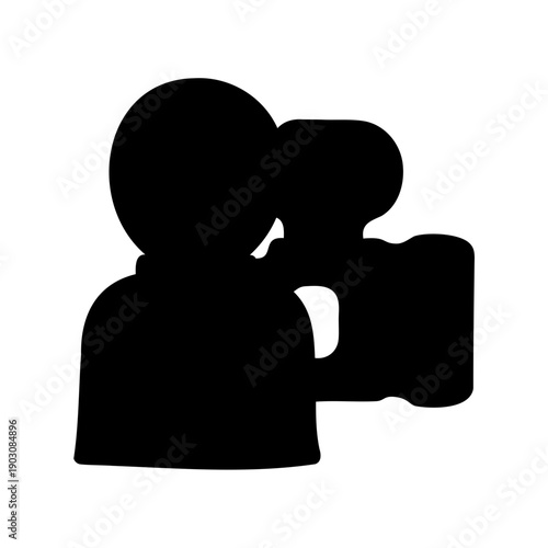 Silhouette of a person holding a vintage camera to their eye Vector, illustration