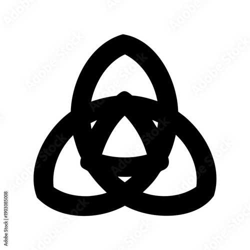 Three interconnected black rings forming a triangular symbol Vector, illustration