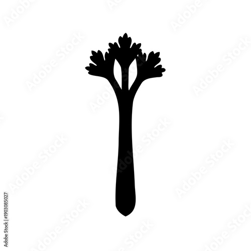 Silhouette of a tall tree with spreading branches against white background Vector, illustration