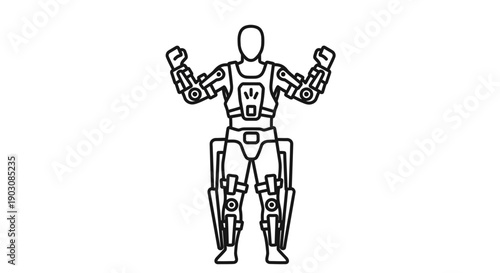 Wallpaper Mural This illustration features a humanoid robot designed with mechanical arms and a structured body, representing automation, artificial intelligence, and advanced robotics technology. The image symbolize Torontodigital.ca