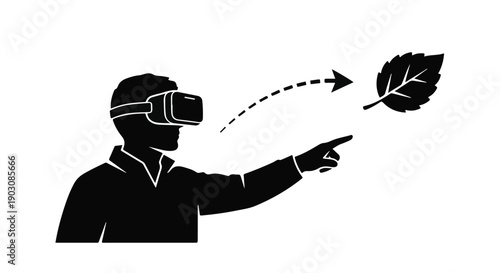 Person exploring nature virtually through augmented reality headset