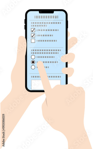 スマートフォンでアンケートに回答する操作画面